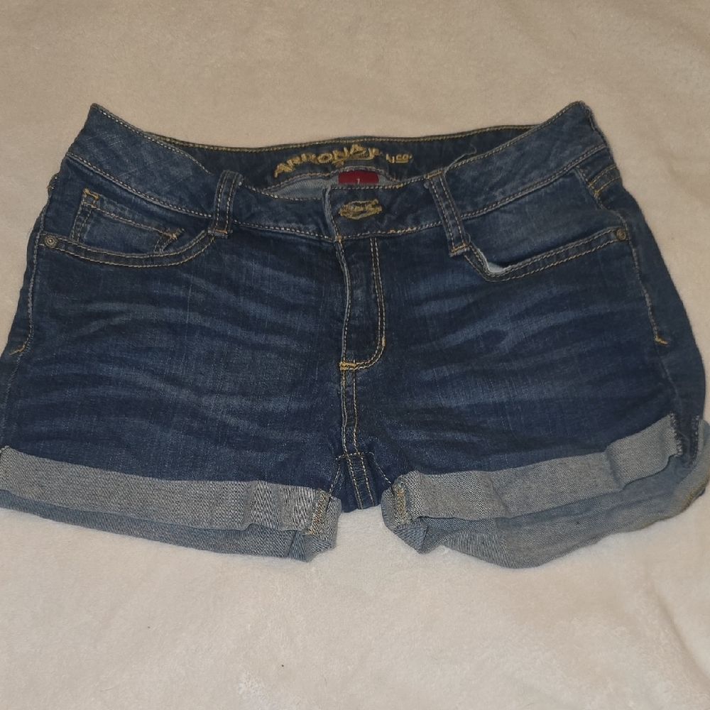 Denim Cuffed Women's Shorts - Dark Blue